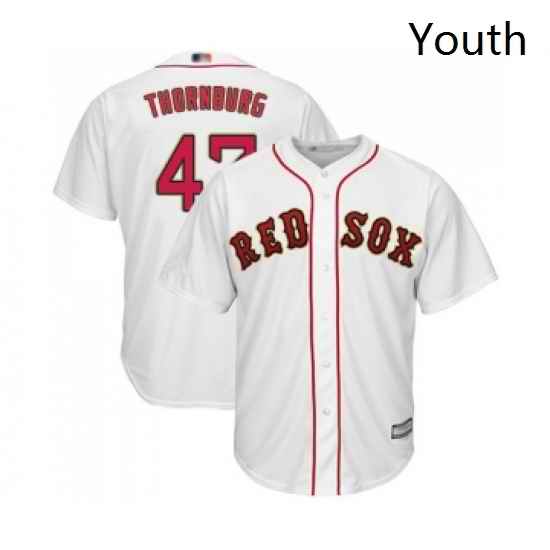 Youth Boston Red Sox 47 Tyler Thornburg Authentic White 2019 Gold Program Cool Base Baseball Jersey